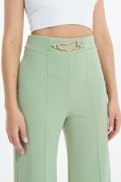 Sage Buckle Palazzo Trousers -Outlet Clothyne Store 00100038052 ZS
