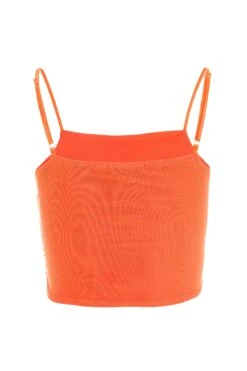 Orange Mesh Ruched Crop Top -Outlet Clothyne Store 00100038067 ZB