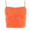 Orange Mesh Ruched Crop Top -Outlet Clothyne Store 00100038067 ZM