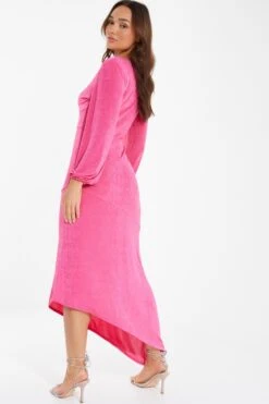 Pink Slinky Long Sleeve Maxi Dress -Outlet Clothyne Store 00100038081 XB