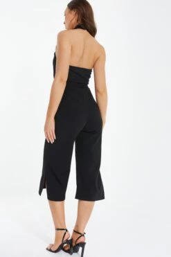 Black Halter Neck Culotte Jumpsuit -Outlet Clothyne Store 00100038082 XB