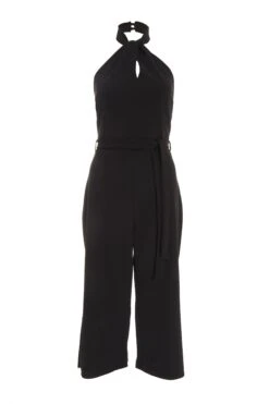 Black Halter Neck Culotte Jumpsuit