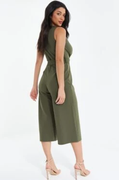 Khaki Wrap Culotte Jumpsuit -Outlet Clothyne Store 00100038090 XB