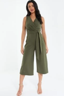 Khaki Wrap Culotte Jumpsuit -Outlet Clothyne Store 00100038090 XM