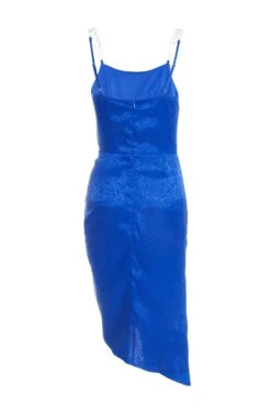Royal Blue Satin Jacquard Midi Dress -Outlet Clothyne Store 00100038118 ZB