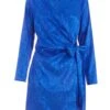 Royal Blue Satin Jacquard Mini Dress -Outlet Clothyne Store 00100038119 ZM