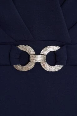 Navy Chiffon Sleeve Buckle Midi Dress 13 Navy Chiffon Sleeve Buckle Midi Dress -Outlet Clothyne Store 00100038135 ZS