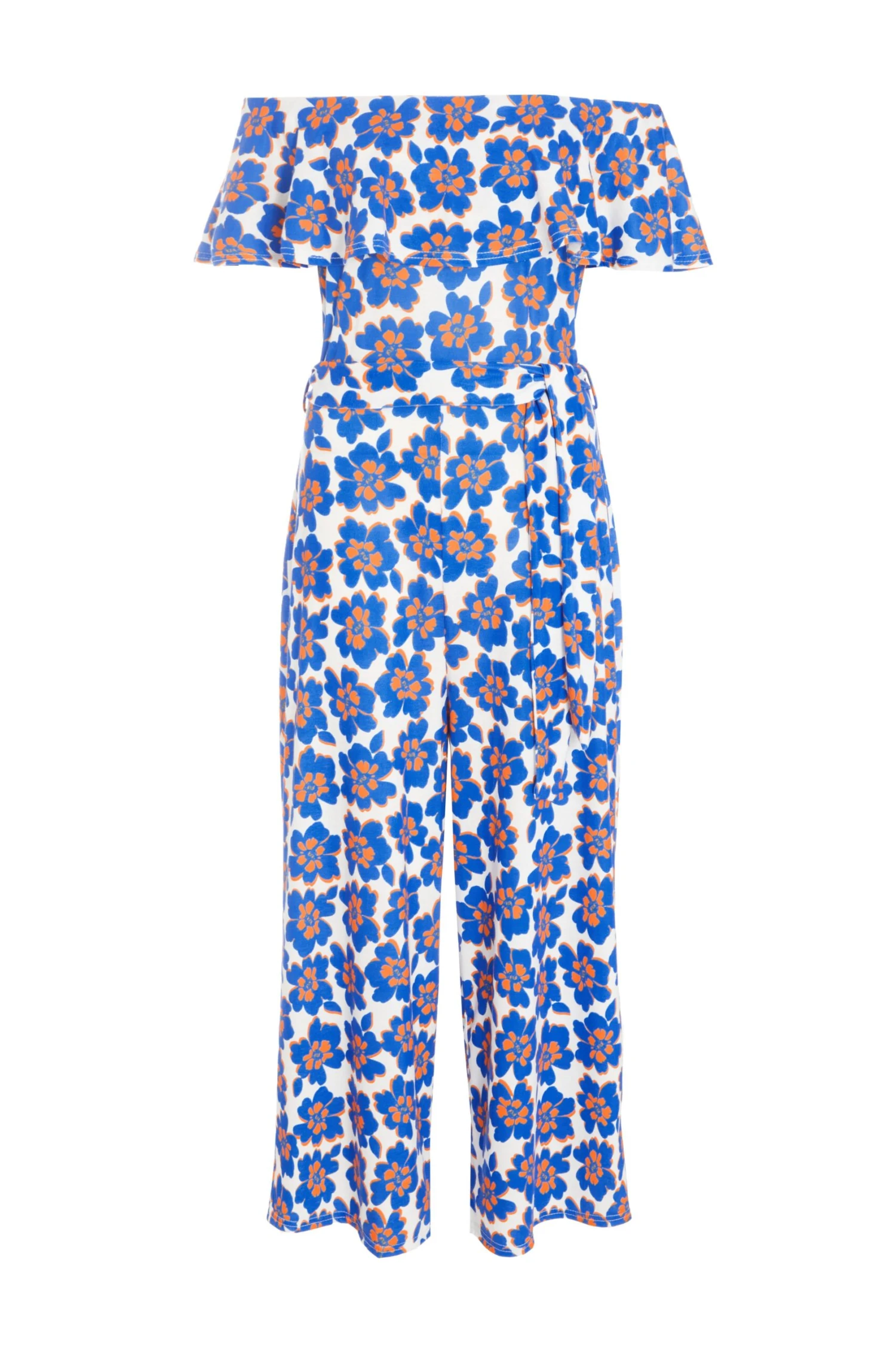 Royal Blue Floral Bardot Jumpsuit 3 Royal Blue Floral Bardot Jumpsuit