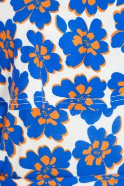 Royal Blue Floral Bardot Jumpsuit 13 Royal Blue Floral Bardot Jumpsuit -Outlet Clothyne Store 00100038138 ZS