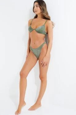 Green Shimmer Bikini Top -Outlet Clothyne Store 00100038160 XS