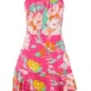 Pink Floral Flip Hem Skater Dress -Outlet Clothyne Store 00100038226 ZM