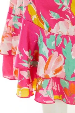 Pink Floral Flip Hem Skater Dress -Outlet Clothyne Store 00100038226 ZS