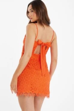 Orange Embroidered Tie Back Mini Dress 10 Orange Embroidered Tie Back Mini Dress -Outlet Clothyne Store 00100038242 XB