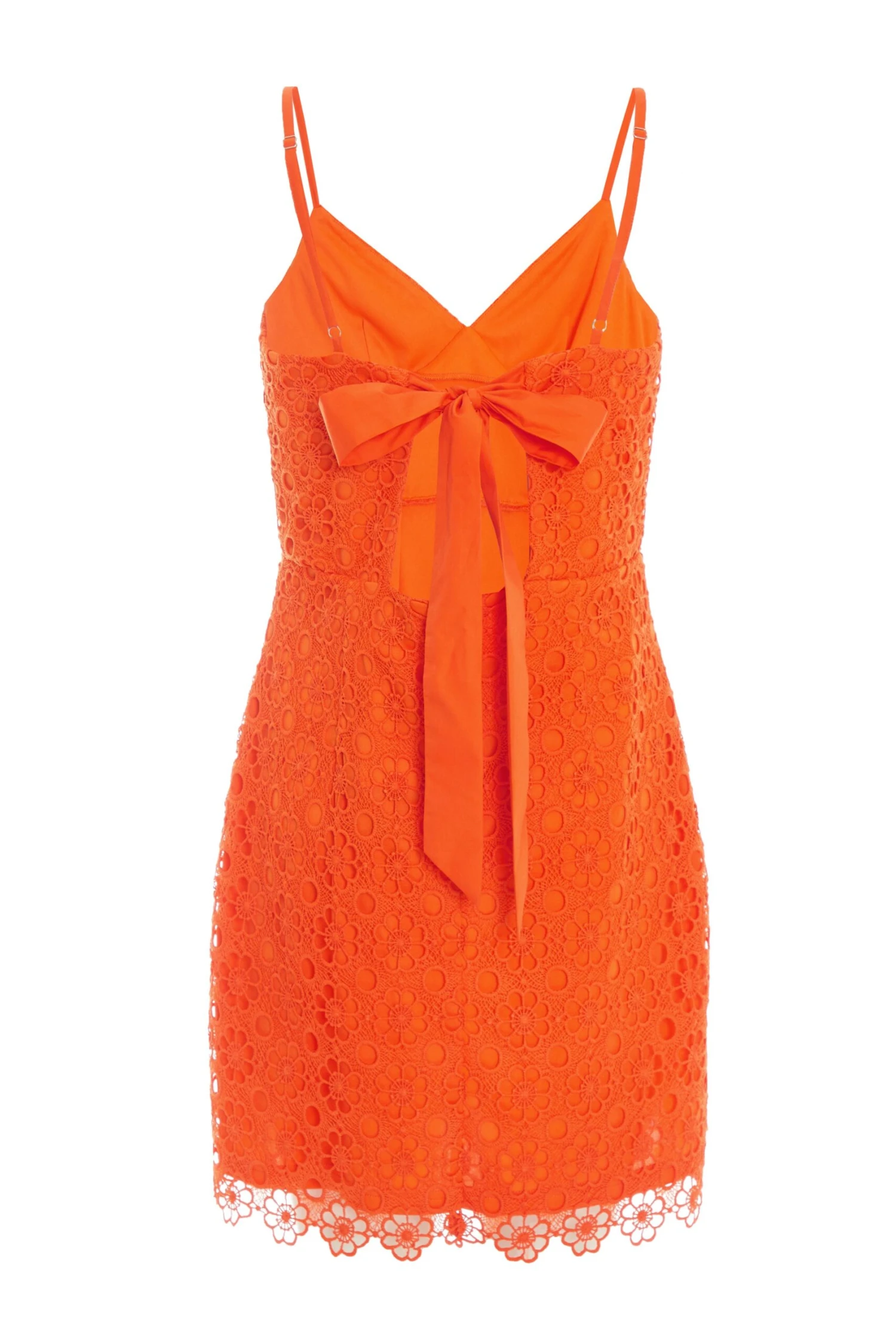 Orange Embroidered Tie Back Mini Dress 7 Orange Embroidered Tie Back Mini Dress - Image 5