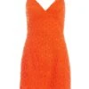 Orange Embroidered Tie Back Mini Dress