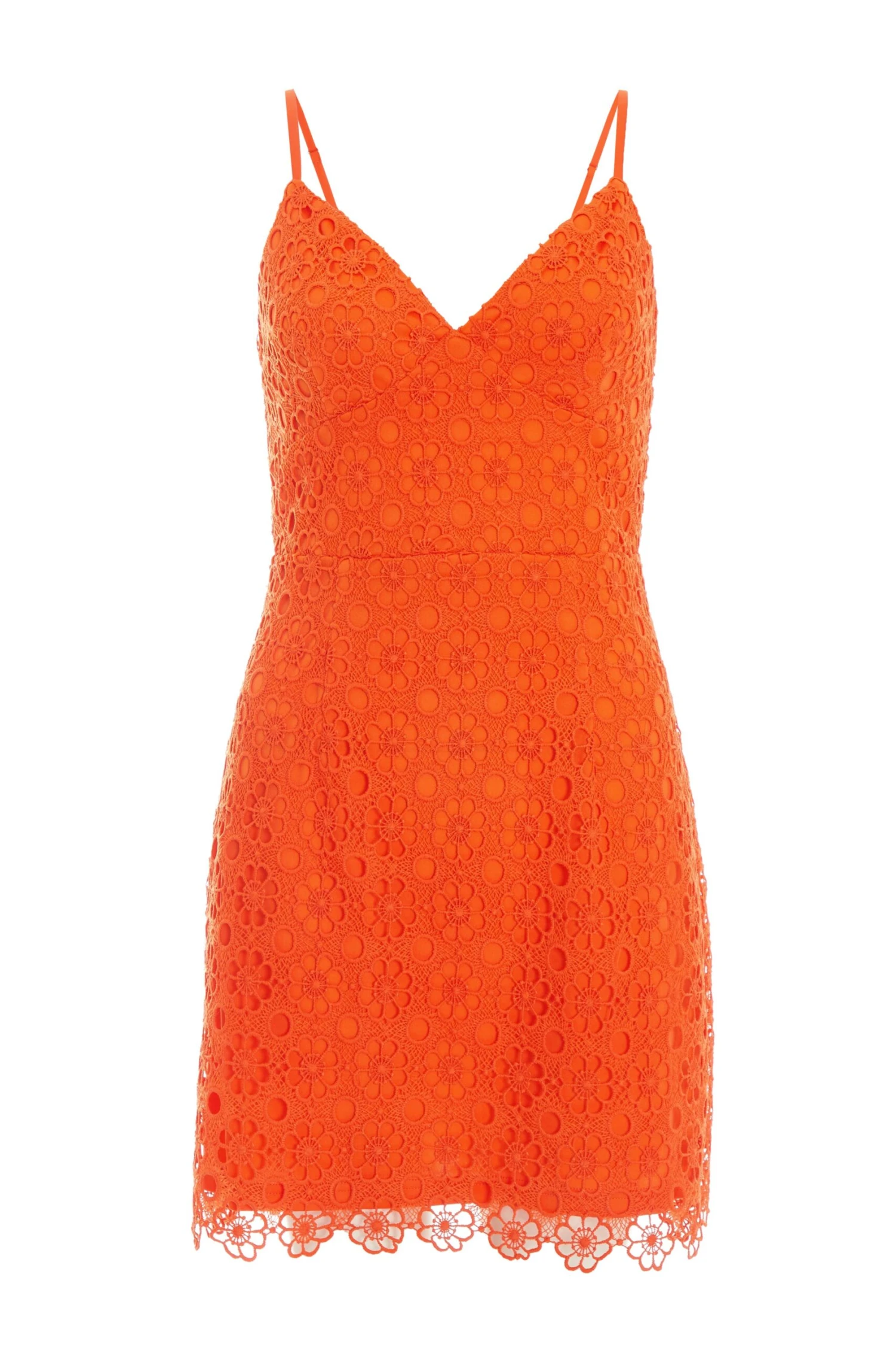 Orange Embroidered Tie Back Mini Dress 3 Orange Embroidered Tie Back Mini Dress