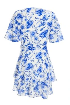 White Floral Wrap Mini Dress -Outlet Clothyne Store 00100038247 ZB