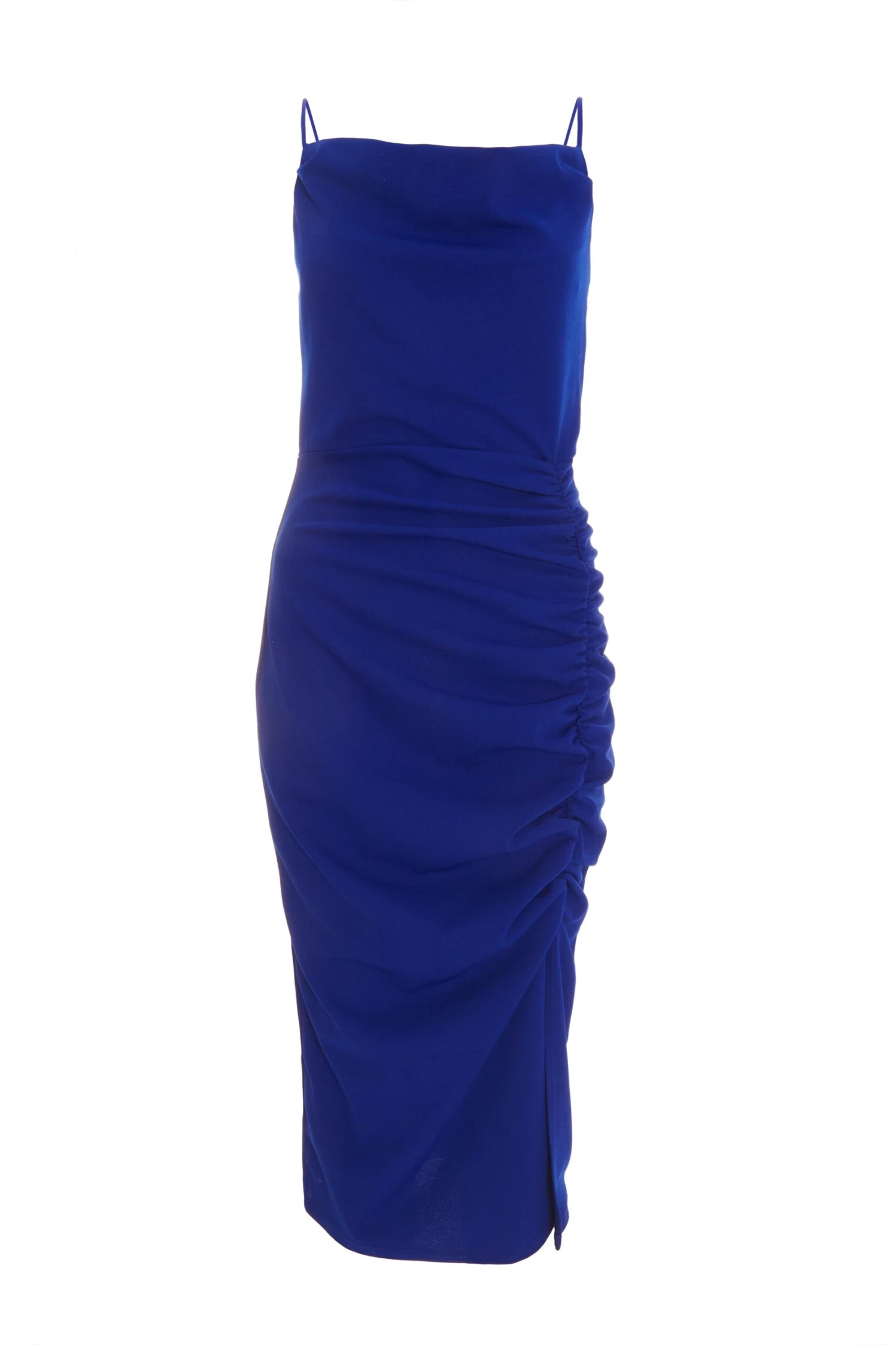 Royal Blue Ruched Bodycon Midi Dress 3 Royal Blue Ruched Bodycon Midi Dress