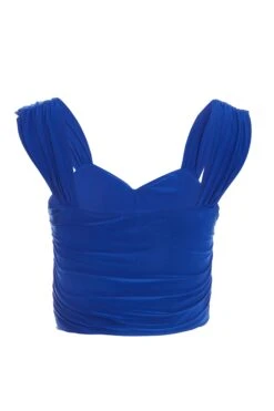 Royal Blue Ruched Crop Top -Outlet Clothyne Store 00100038262 ZB