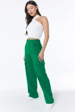 Green Wide Leg Cargo Trousers -Outlet Clothyne Store 00100038269 XS