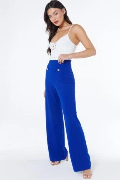 Royal Blue Button Palazzo Trousers -Outlet Clothyne Store 00100038281 XS
