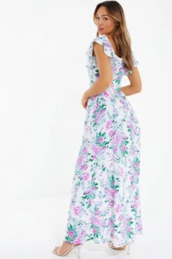 White Floral Split Maxi Dress -Outlet Clothyne Store 00100038341 XB