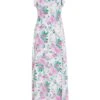 White Floral Split Maxi Dress -Outlet Clothyne Store 00100038341 ZM