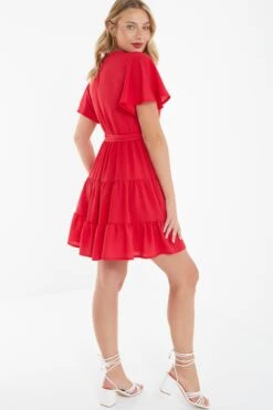 Red Wrap Skater Dress 10 Red Wrap Skater Dress -Outlet Clothyne Store 00100038347 XB