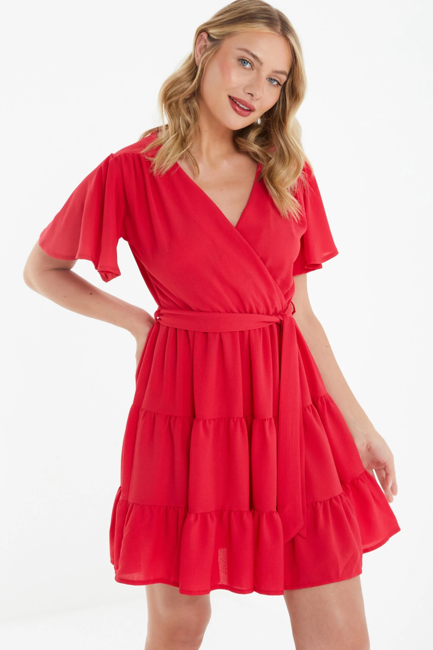 Red Wrap Skater Dress 4 Red Wrap Skater Dress - Image 2