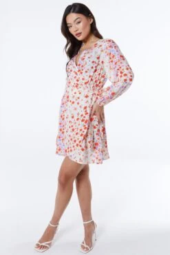 Multicoloured Floral Wrap Tie Mini Dress -Outlet Clothyne Store 00100038348 XS