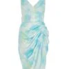 Blue Smudge Satin Wrap Midi Dress 2 Blue Smudge Satin Wrap Midi Dress -Outlet Clothyne Store 00100038362 ZM