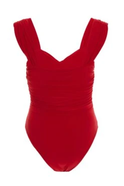 Red Ruched Bodysuit -Outlet Clothyne Store 00100038363 ZB
