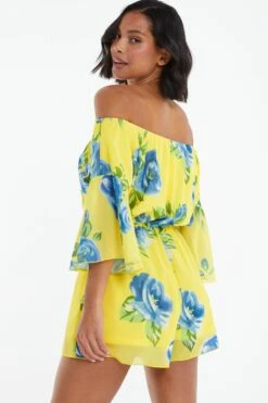 Yellow Floral Bardot Playsuit -Outlet Clothyne Store 00100038365 XB