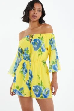 Yellow Floral Bardot Playsuit -Outlet Clothyne Store 00100038365 XM
