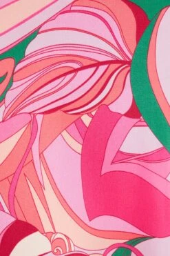 Pink Scarf Print Frill Midi Dress -Outlet Clothyne Store 00100038368 ZS