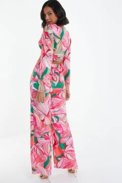 Pink Scarf Print Palazzo Trousers -Outlet Clothyne Store 00100038370 XB
