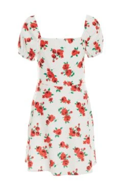 White Rose Print Mini Dress -Outlet Clothyne Store 00100038382 ZB