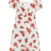 White Rose Print Mini Dress -Outlet Clothyne Store 00100038382 ZM