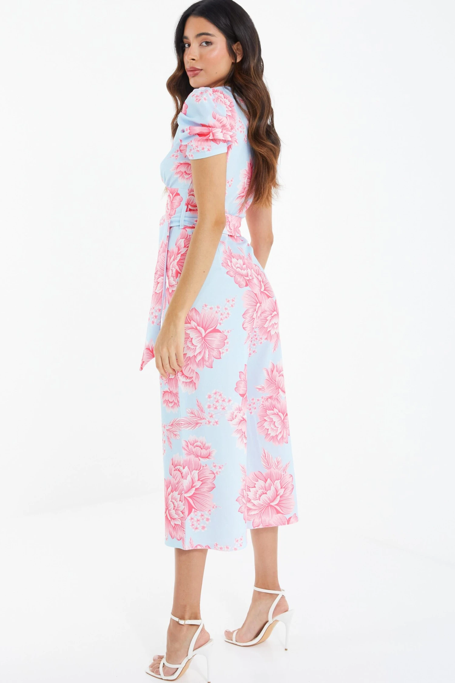 Blue Floral Wrap Culotte Jumpsuit 5 Blue Floral Wrap Culotte Jumpsuit - Image 3
