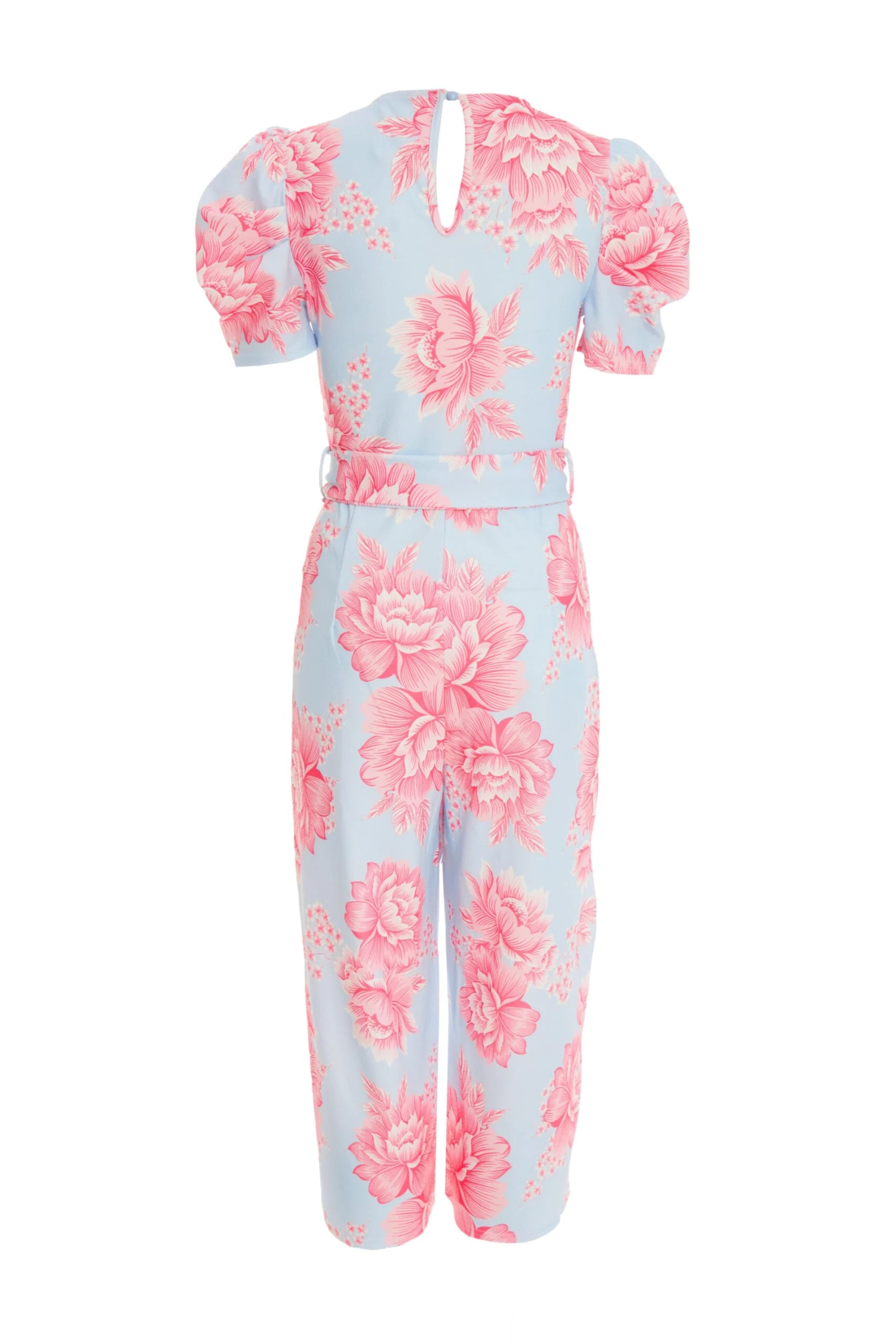 Blue Floral Wrap Culotte Jumpsuit 7 Blue Floral Wrap Culotte Jumpsuit - Image 5