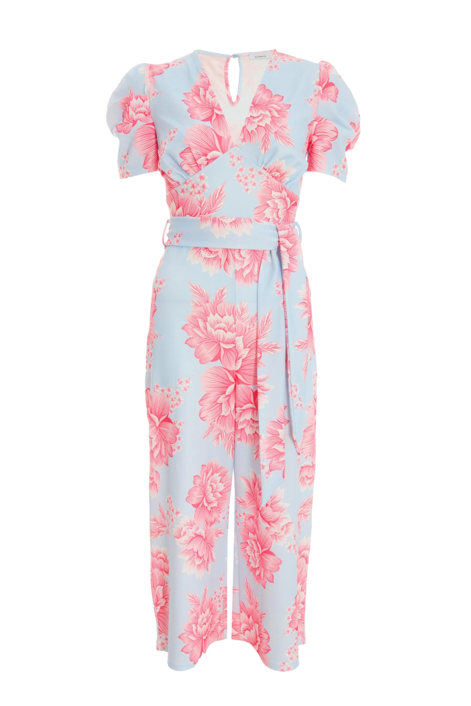 Blue Floral Wrap Culotte Jumpsuit 3 Blue Floral Wrap Culotte Jumpsuit