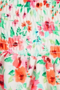 White Ditsy Floral Ruched Mini Skirt -Outlet Clothyne Store 00100038422 ZS