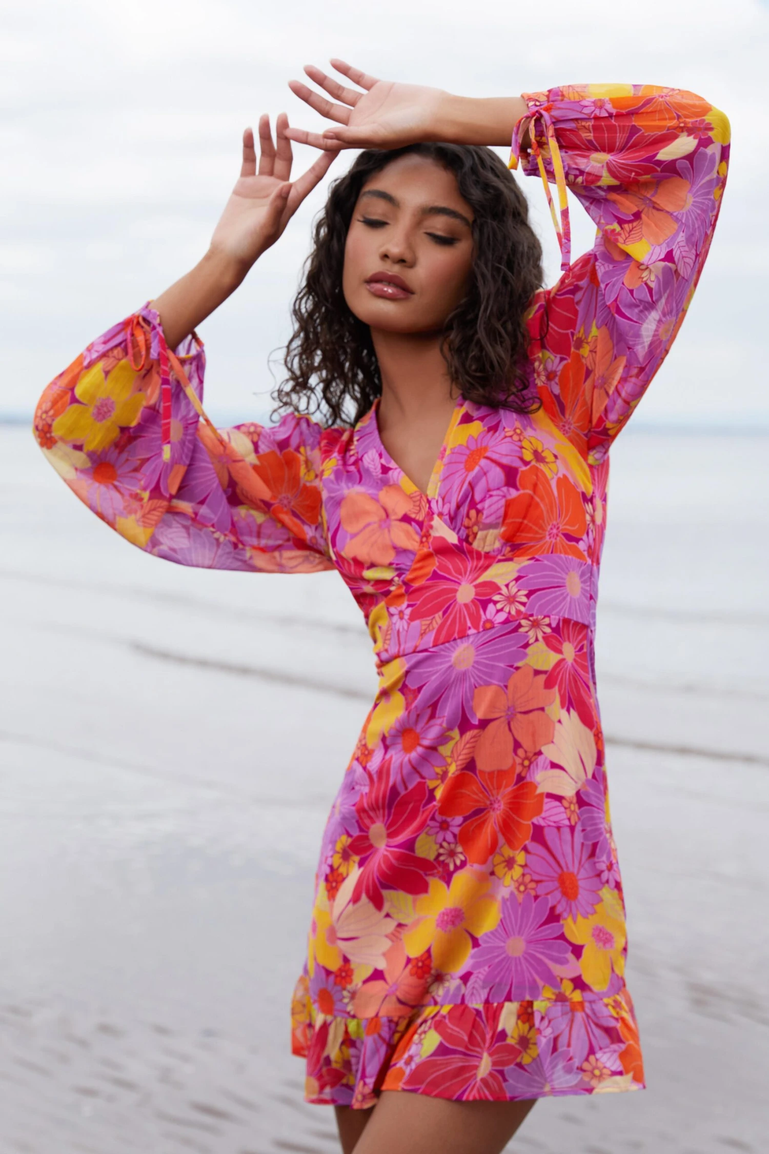 Pink Floral Skater Dress 4 Pink Floral Skater Dress - Image 2