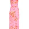 Pink Floral Print Tie Back Midi Dress -Outlet Clothyne Store 00100038433 ZM
