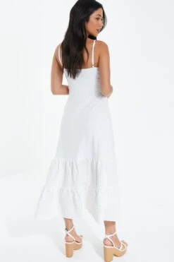 White Strappy Knot Front Midi Dress -Outlet Clothyne Store 00100038449 XB
