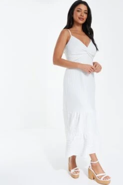 White Strappy Knot Front Midi Dress -Outlet Clothyne Store 00100038449 XS