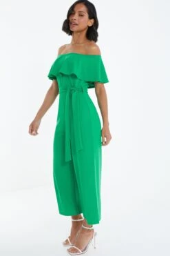 Green Bardot Culotte Jumpsuit 11 Green Bardot Culotte Jumpsuit -Outlet Clothyne Store 00100038450 XS