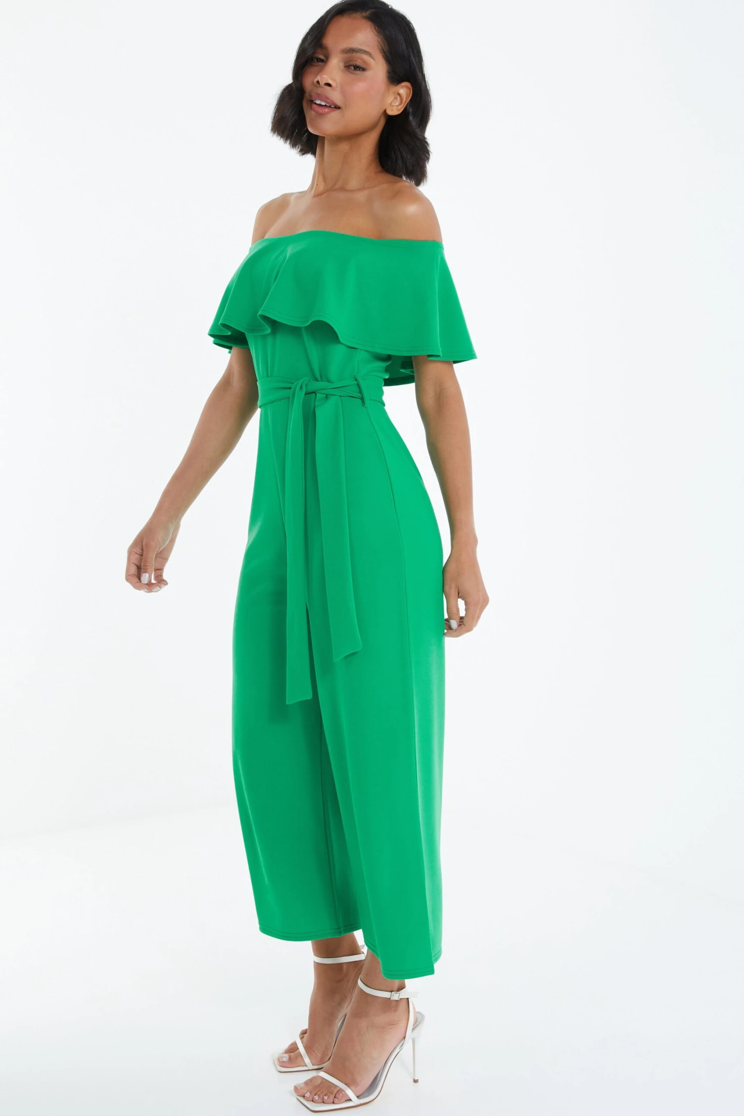 Green Bardot Culotte Jumpsuit 6 Green Bardot Culotte Jumpsuit - Image 4