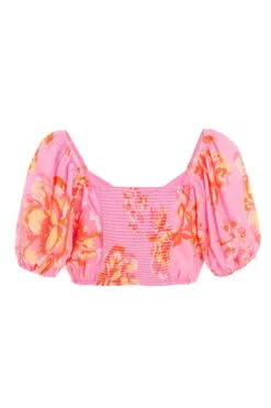 Pink Floral Print Crop Top -Outlet Clothyne Store 00100038451 ZB