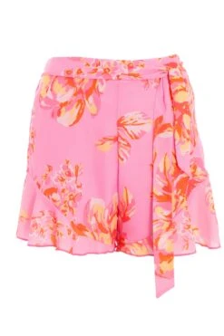 Pink Floral Print Shorts
